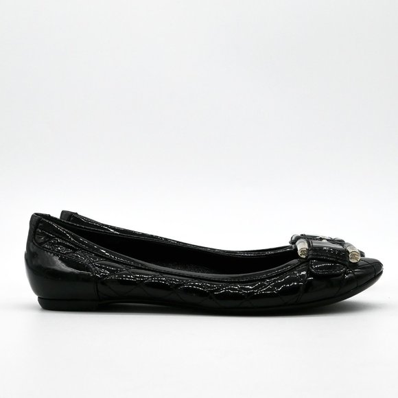 Burberry Shoes Burberry Quilted Patent Ballet Buckle Flats Black